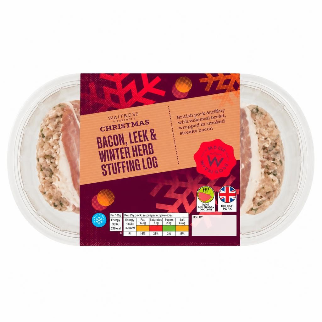 Waitrose Christmas Bacon, Leek & Winter Herb Stuffing Log