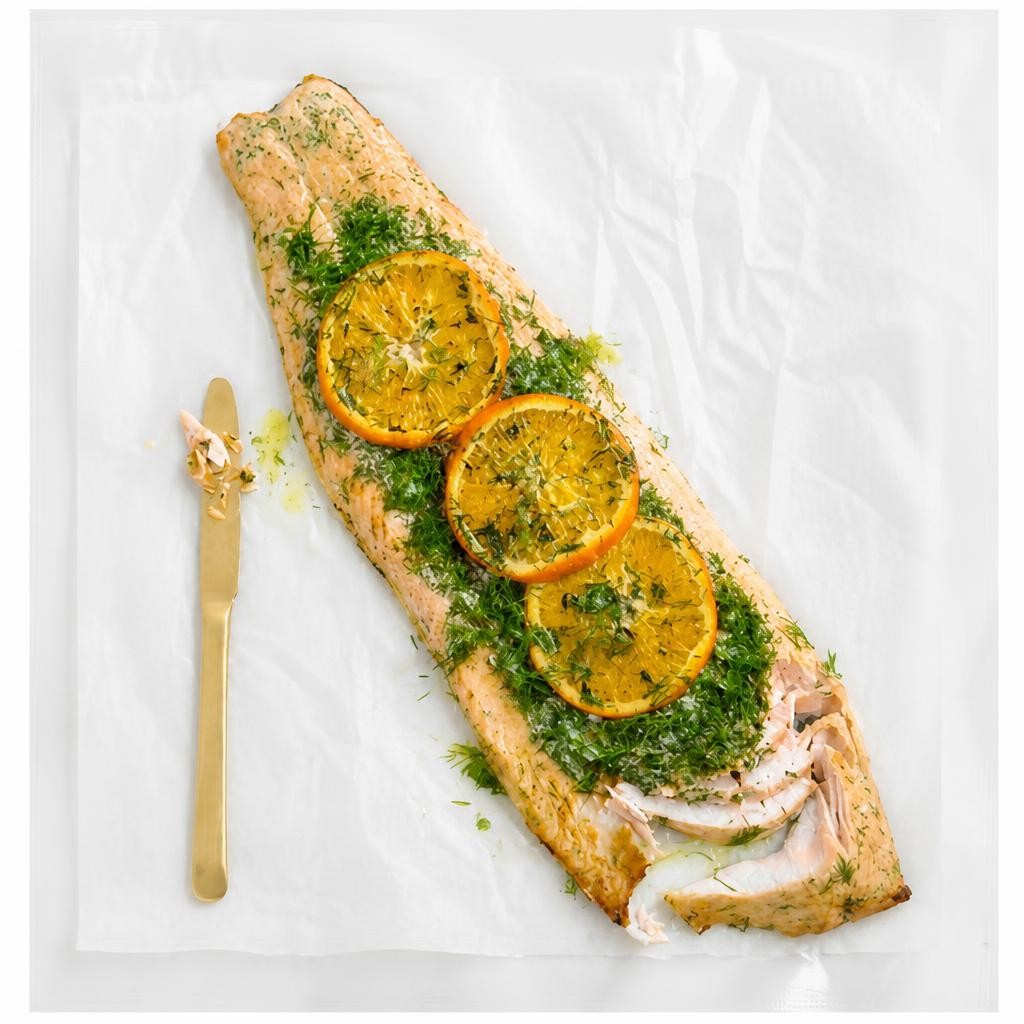Salmon Side with Orange, Mustard & Dill
