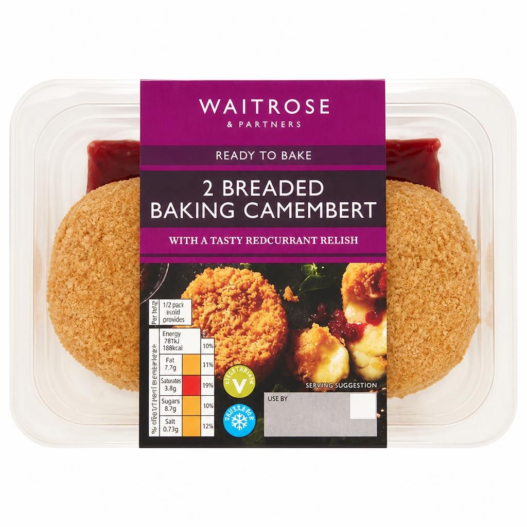 Waitrose 2 Breaded Baking Camembert & Redcurrant Relish