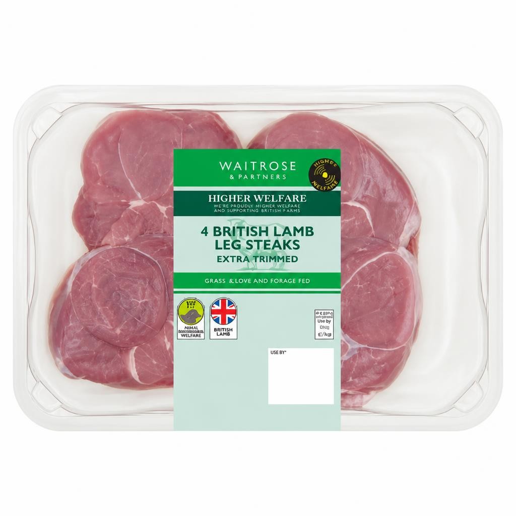Waitrose 4 British Lamb Leg Steaks - Extra Trimmed