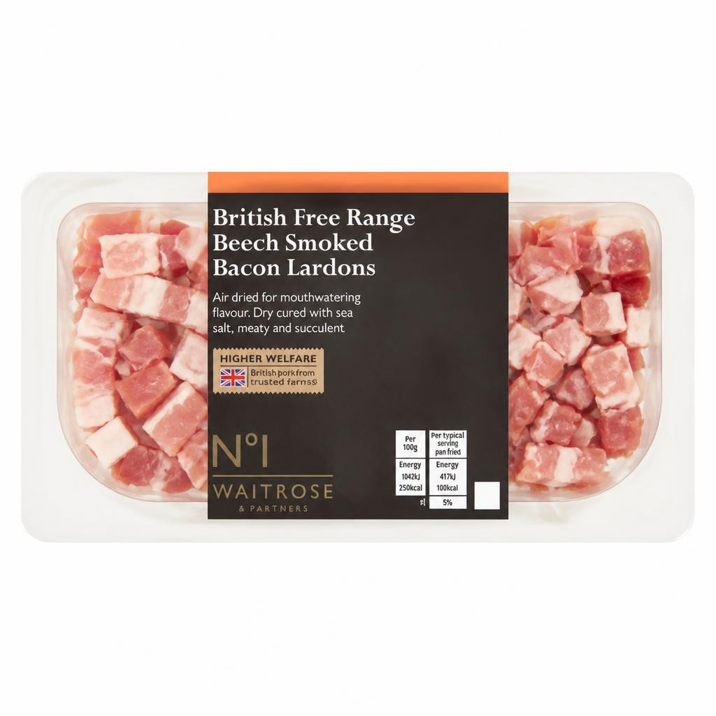 No.1 Free Range Dry Cured Beech Smoked Bacon Lardons