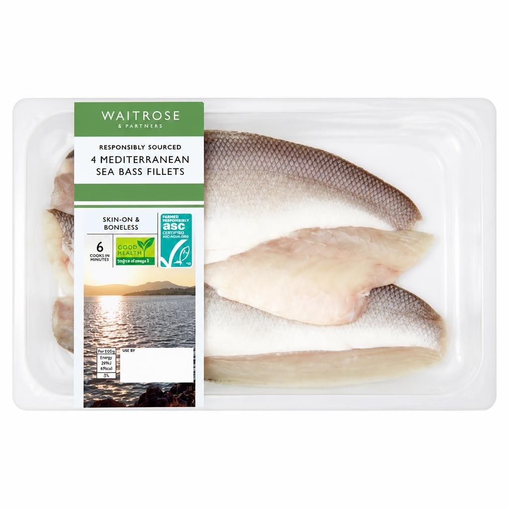 Waitrose 4 Mediterranean Sea Bass Fillets