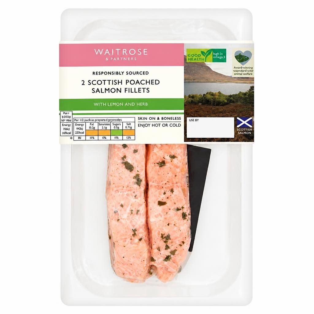 Waitrose 2 Poached Lemon & Herb Salmon Fillets