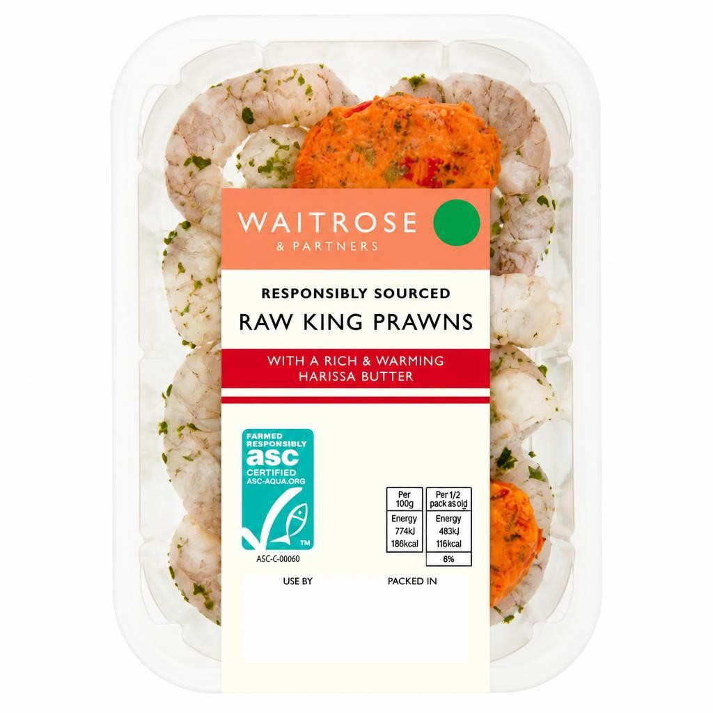 Waitrose ASC Raw King Prawns Harissa Butter