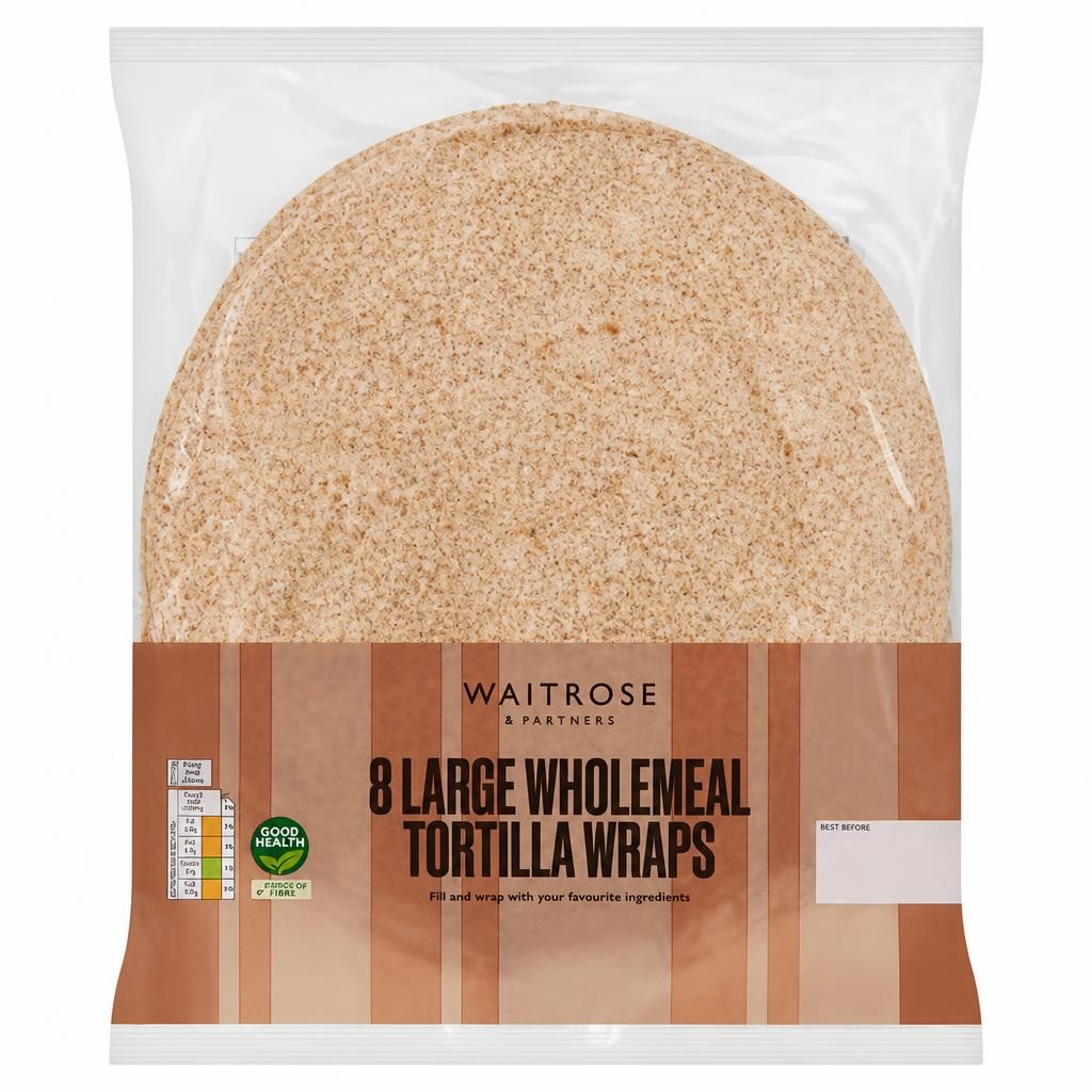 Waitrose 8 Large Wholemeal Tortilla Wraps