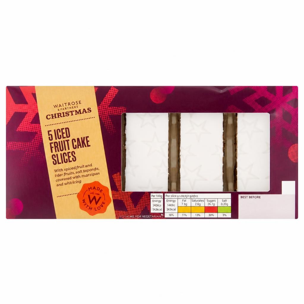 Waitrose Christmas 5 Iced Fruit Cake Slices