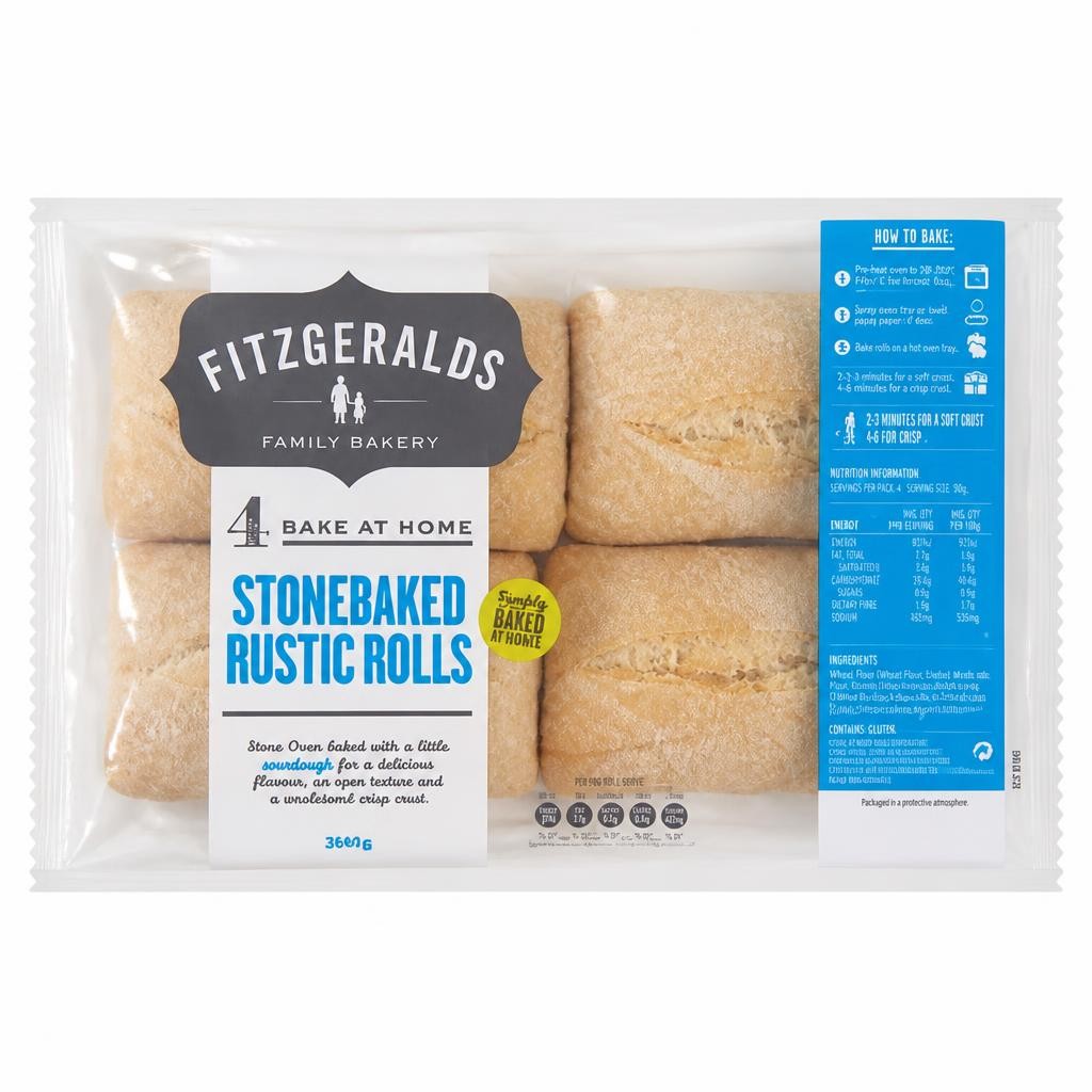 Fitzgeralds 4 Bake at Home Stonebaked Rustic Rolls