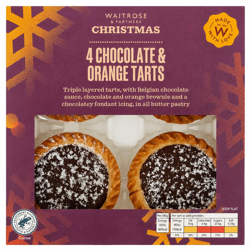 Waitrose Christmas 4 Chocolate & Orange Tarts
