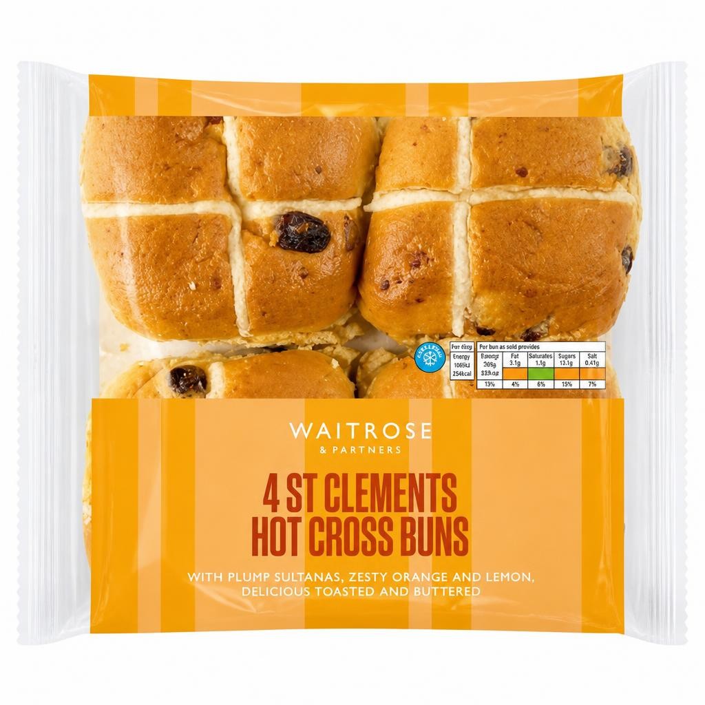 Waitrose Easter 4 St Clements Hot Cross Buns