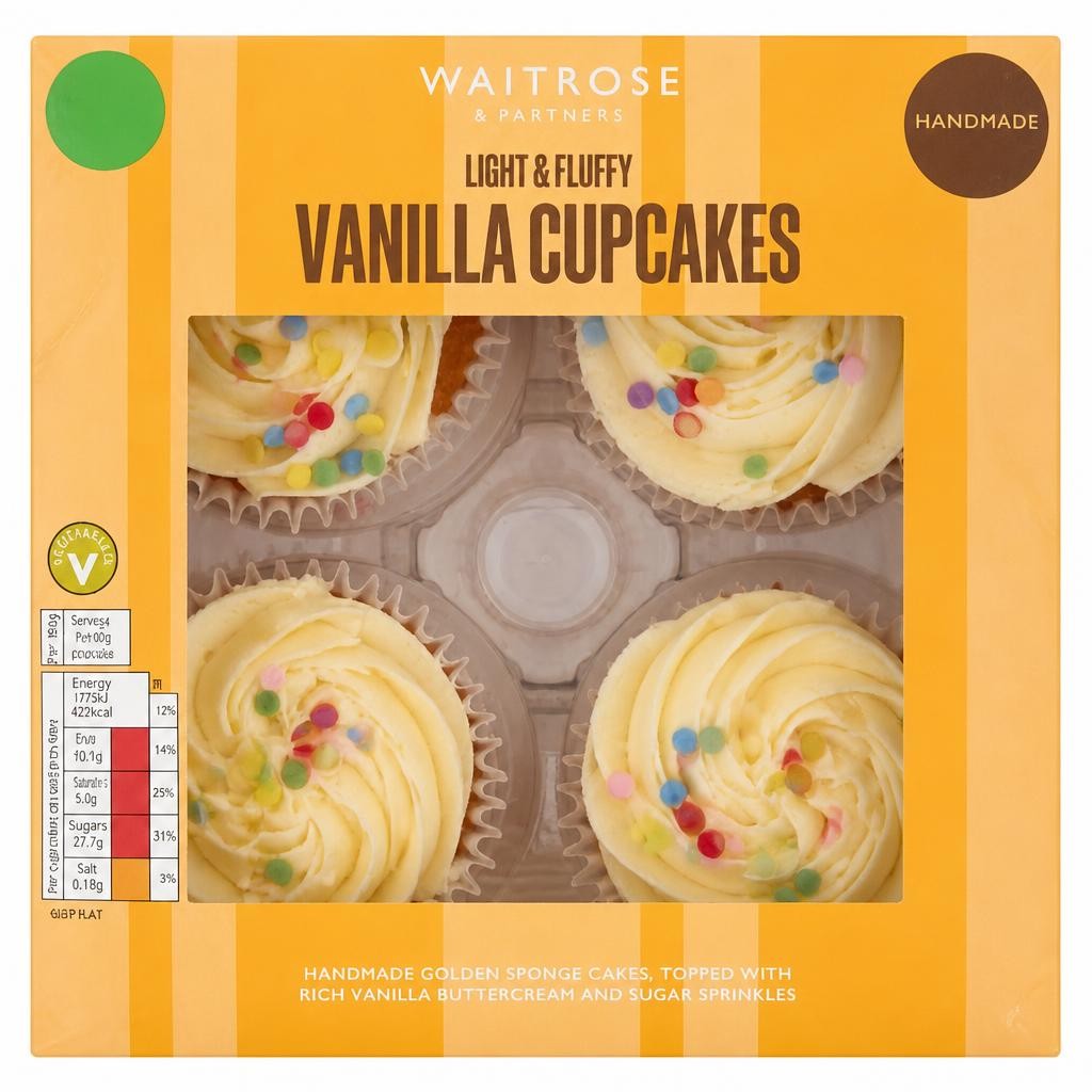 Waitrose 4 Vanilla Cupcakes