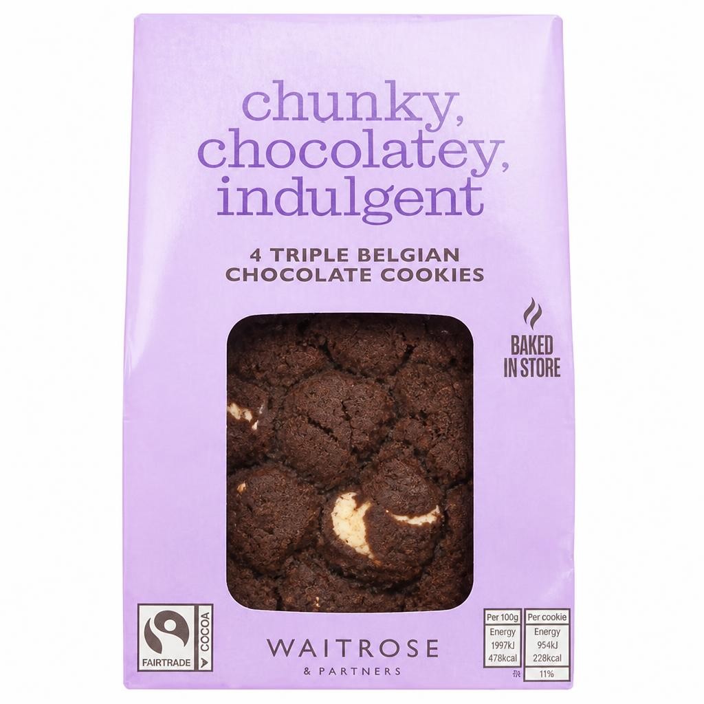 Waitrose 4 Triple Belgian Chocolate Cookies