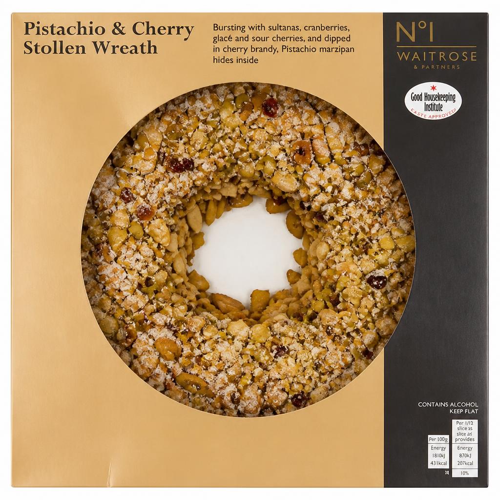 No.1 Pistachio & Cherry Stollen Wreath