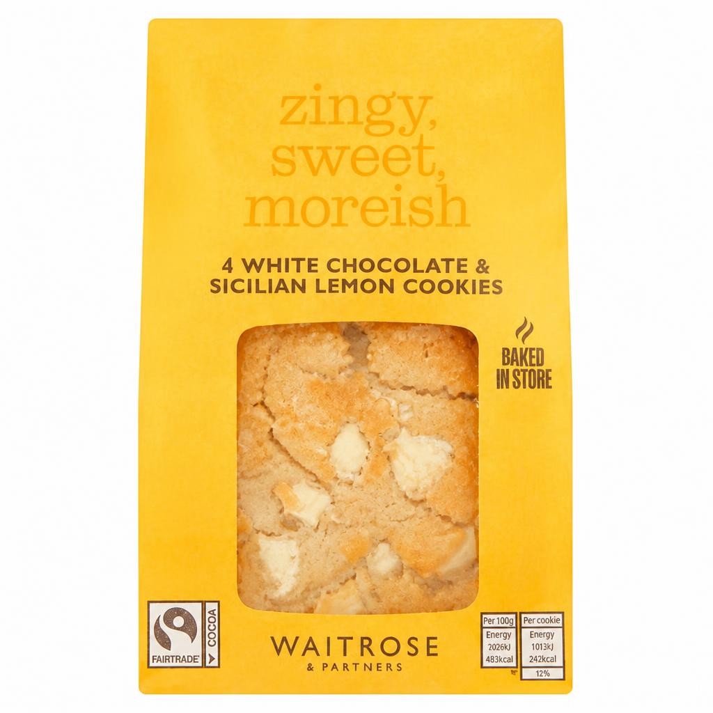 Waitrose 4 White Chocolate & Sicilian Lemon Cookies