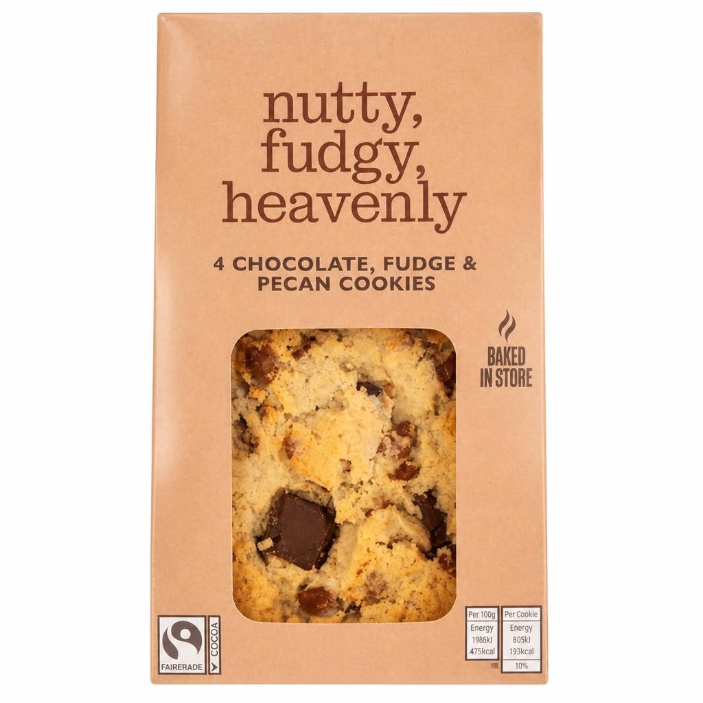 Waitrose 4 Chocolate, Fudge & Pecan Cookies