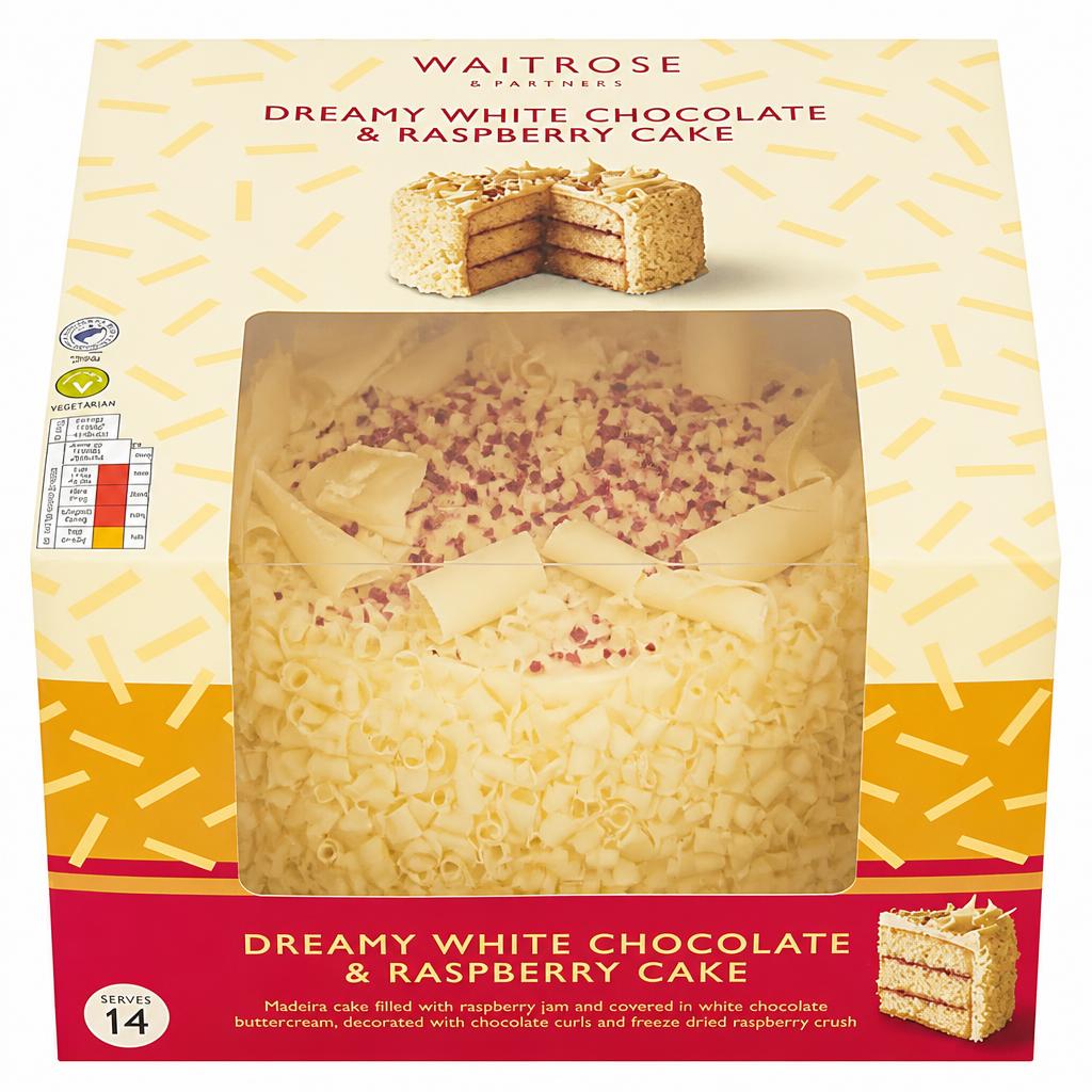 Waitrose White Chocolate & Raspberry Cake