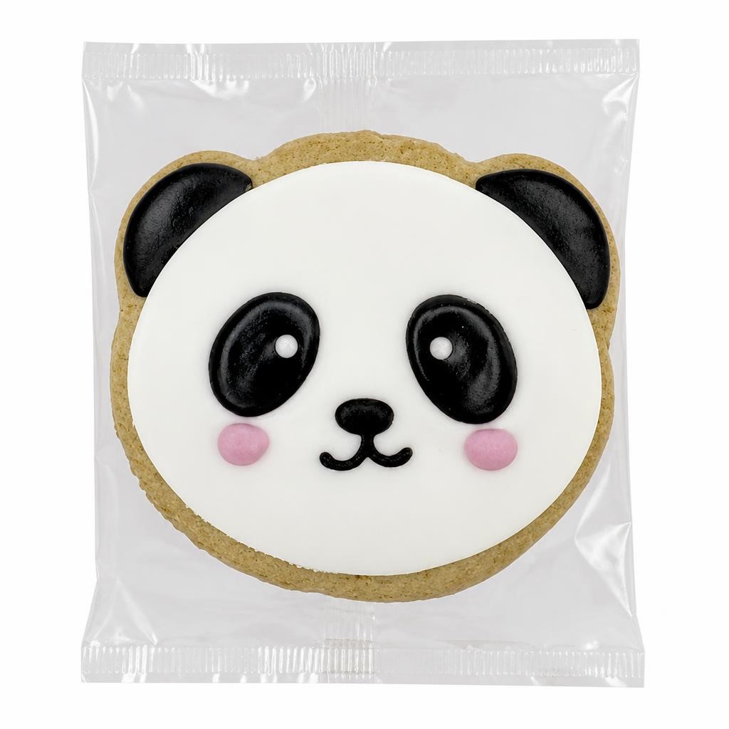 Iced Penelope Panda Shortbread Cookie