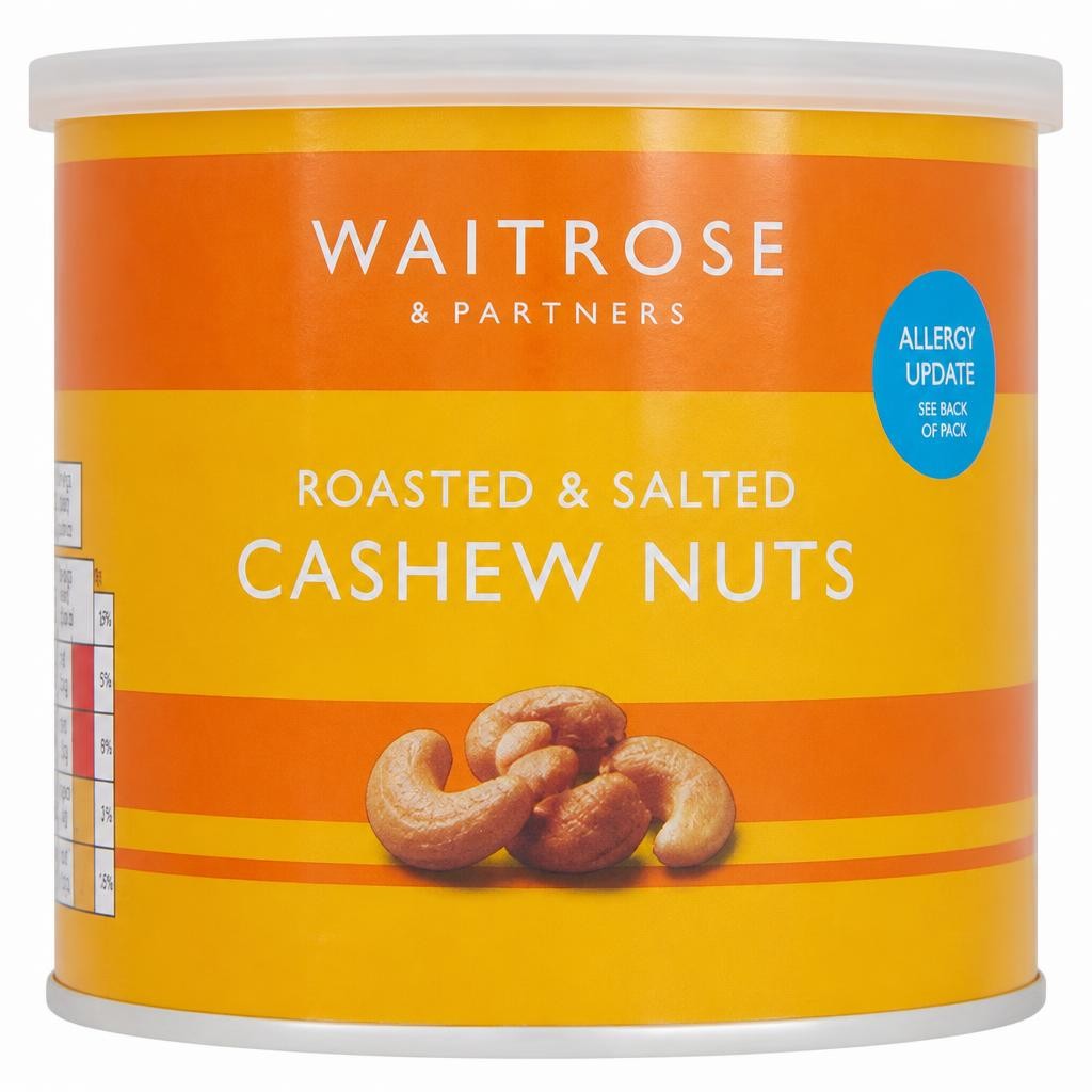 Waitrose Roasted & Salted Cashew Nuts Can