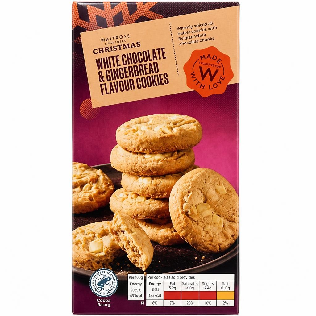 Waitrose Christmas White Chocolate & Gingerbread Flavour Cookies