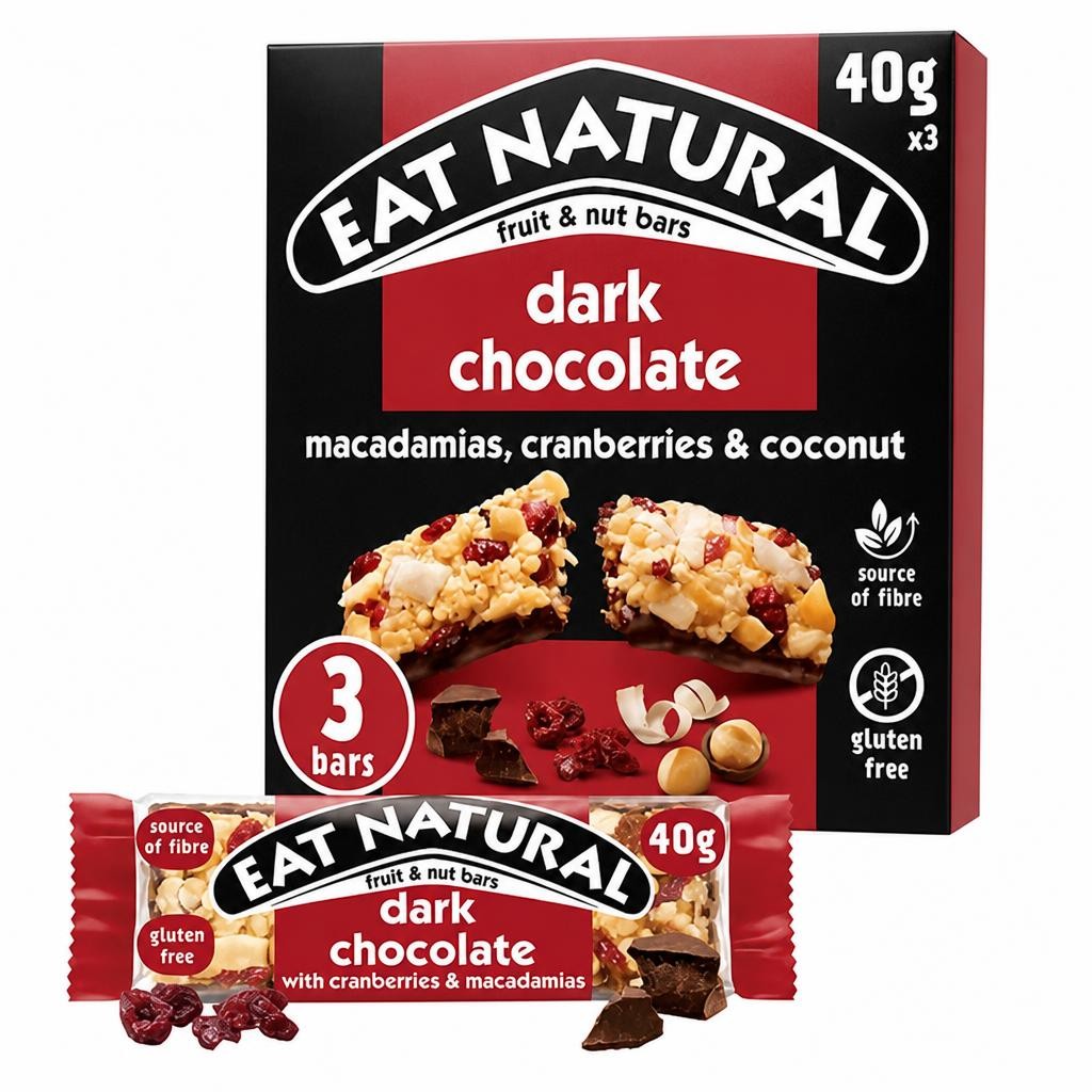 Eat Natural Dark Chocolate Cranberries & Macadamias Multipack 3 Bars