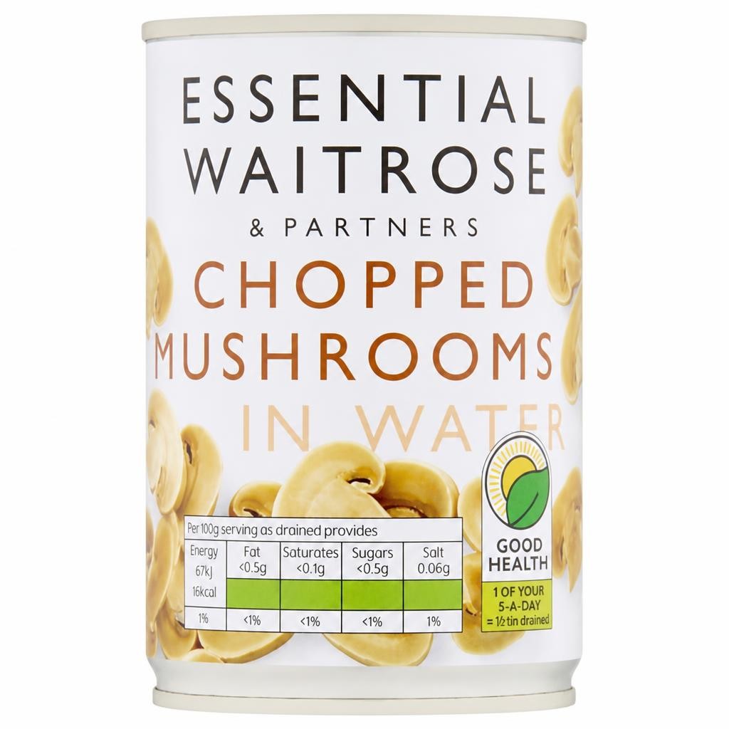 Essential Chopped Mushrooms in Water