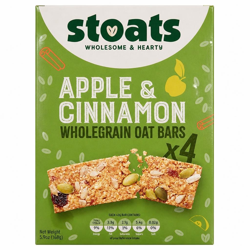 Stoats 4 Apple & Cinnamon Porridge Oat Bars