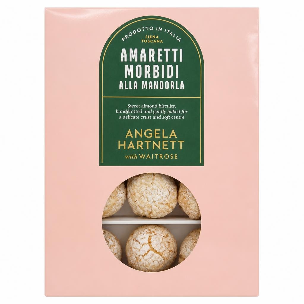Angela Hartnett with Waitrose Amaretti Morbidi alla Mandorla Biscuits