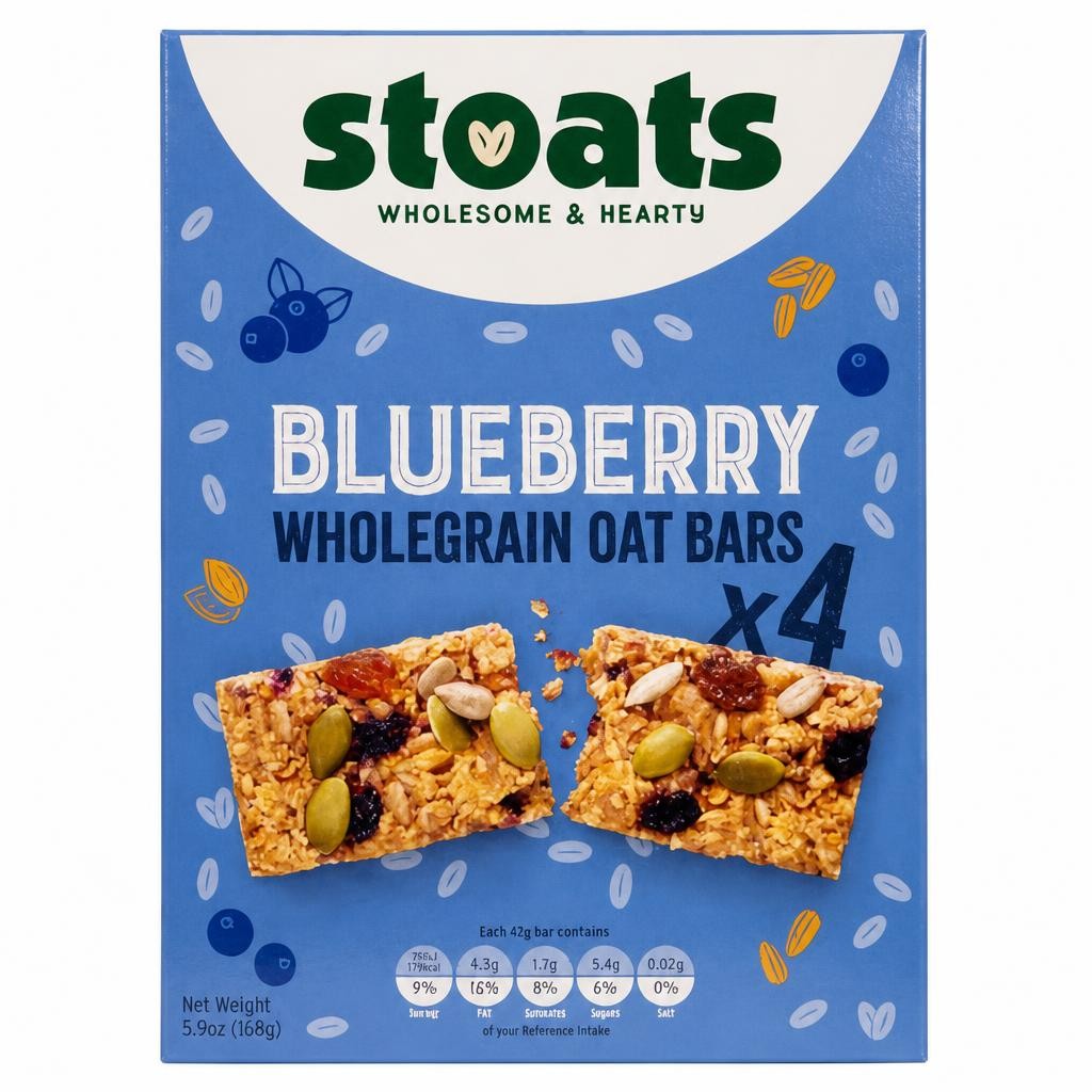 Stoats 4 Blueberry & Honey Porridge Oat Bars