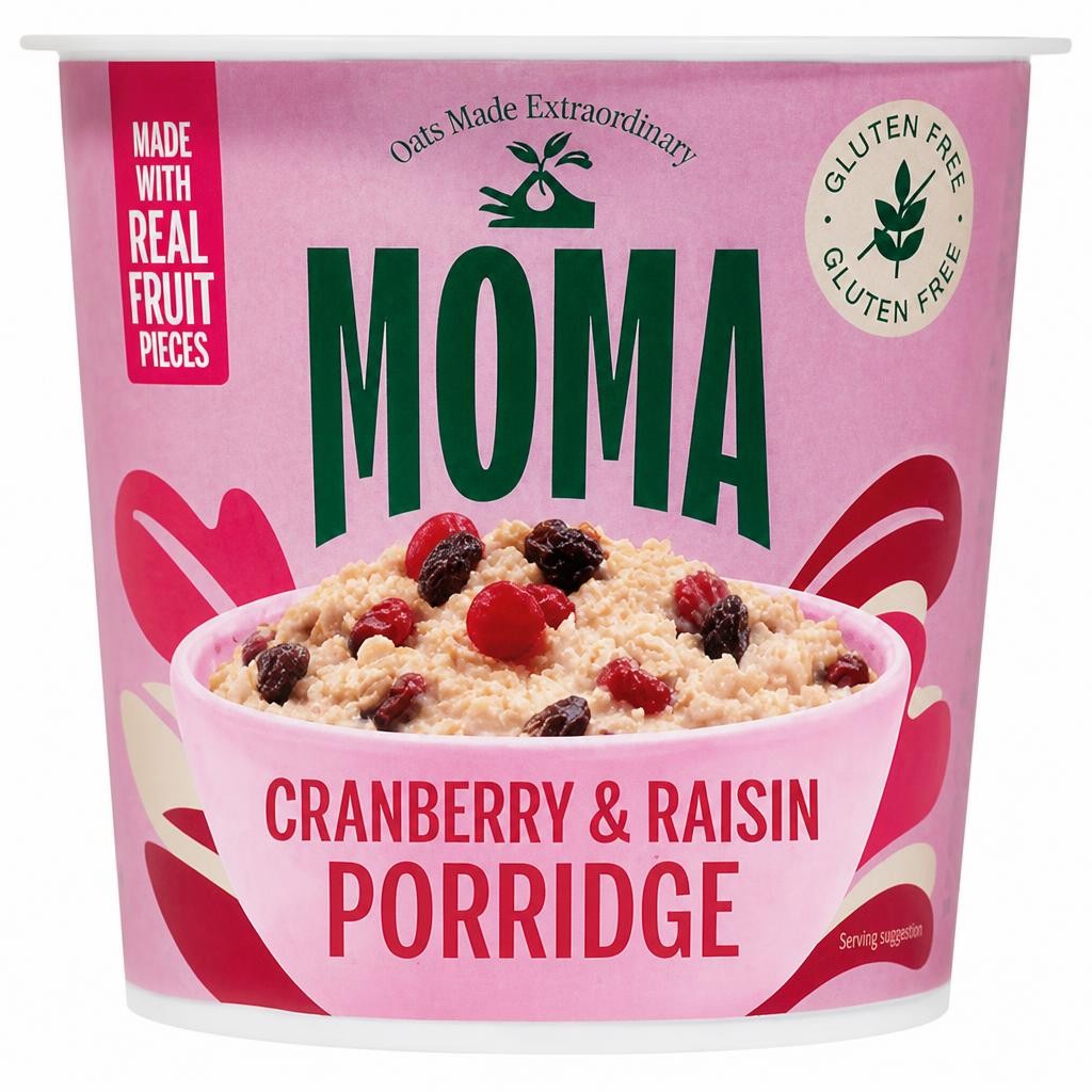MOMA Cranberry & Raisin Jumbo Oat Porridge Pot Gluten Free 70g