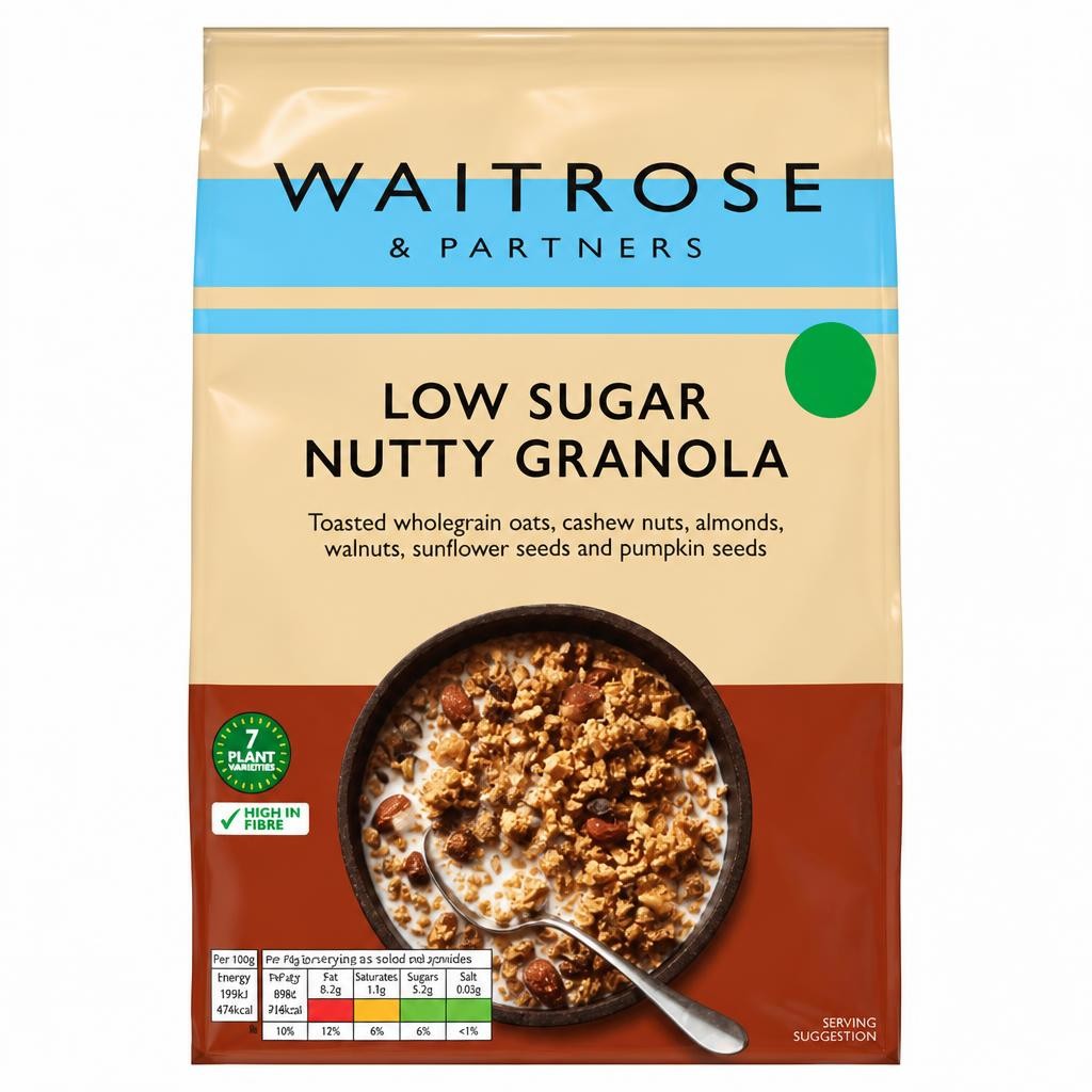 Waitrose Low Sugar Nutty Granola Breakfast Cereal