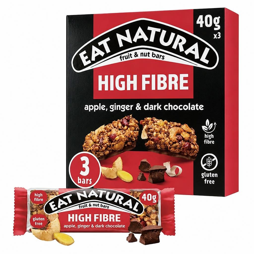 Eat Natural High Fibre Apple Ginger & Dark Chocolate Multipack 3 Bars