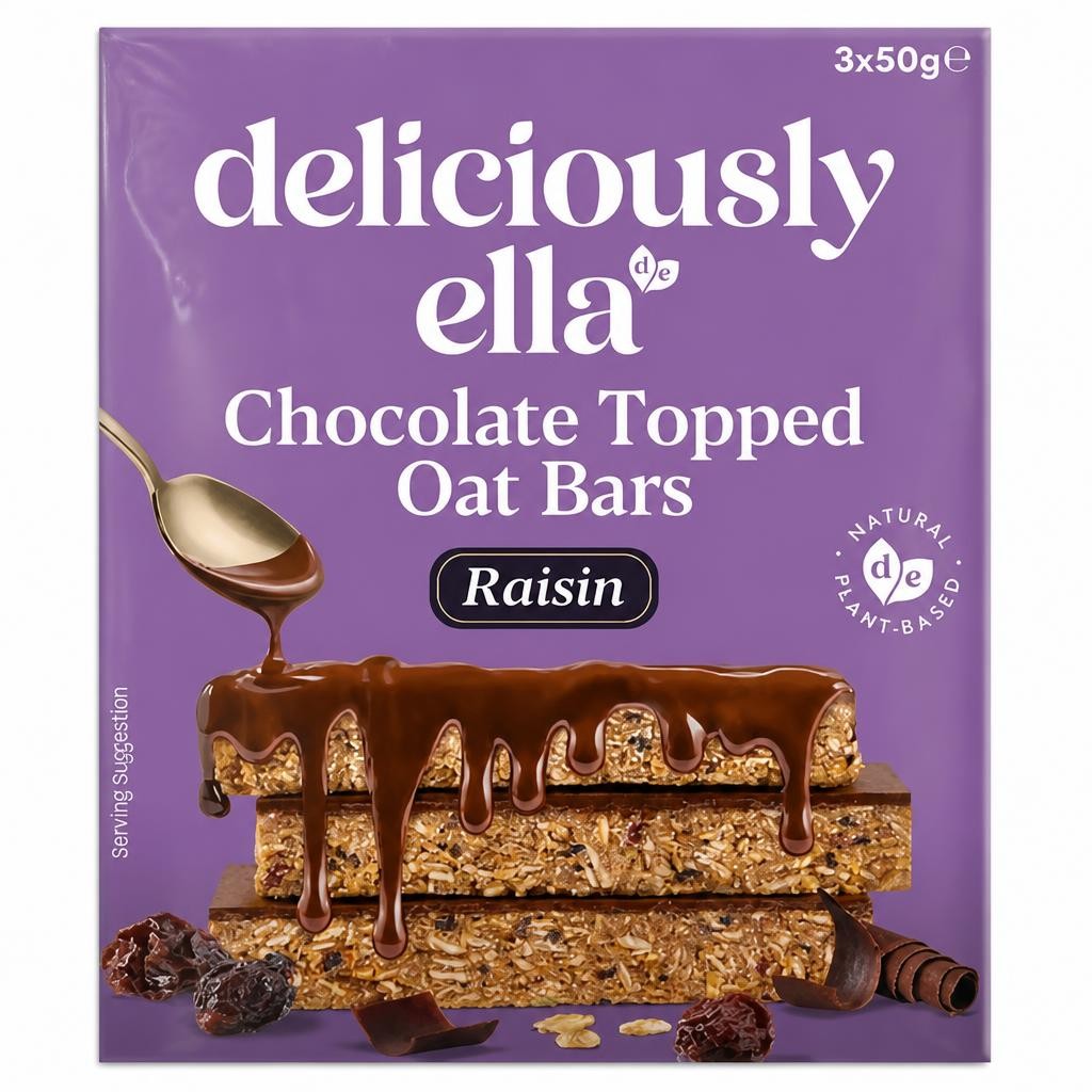 Deliciously Ella Chocolate Topped Raisin Oat Bars