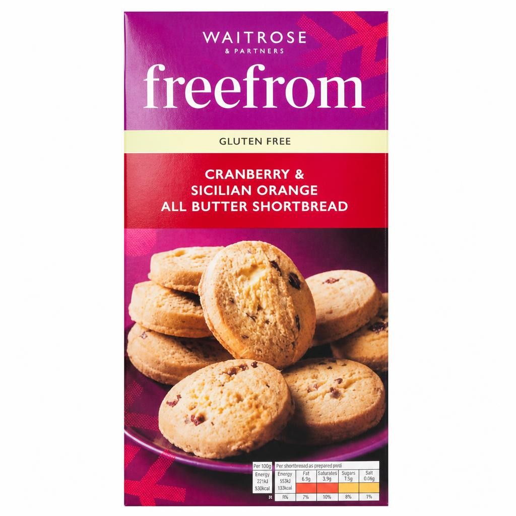 Waitrose FreeFrom Cranberry & Sicilian Orange Shortbread
