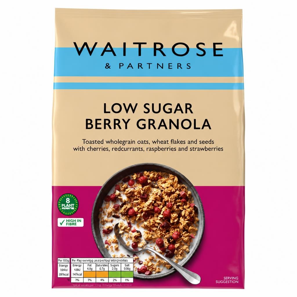 Waitrose Low Sugar Berry Granola Breakfast Cereal