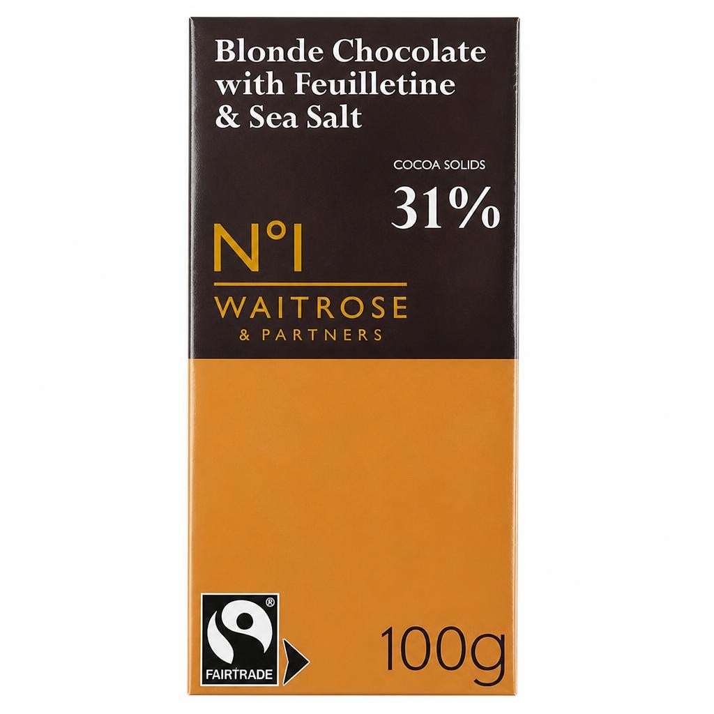 No.1 Fairtrade Blonde Chocolate with Feuilletine & Sea Salt