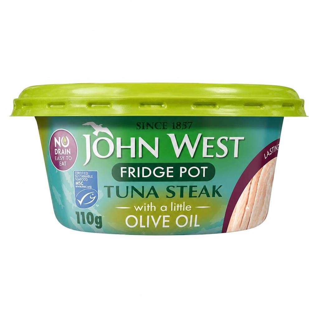 John West No Drain Fridge Pot Tuna Steak with a Little Olive Oil MSC 110g