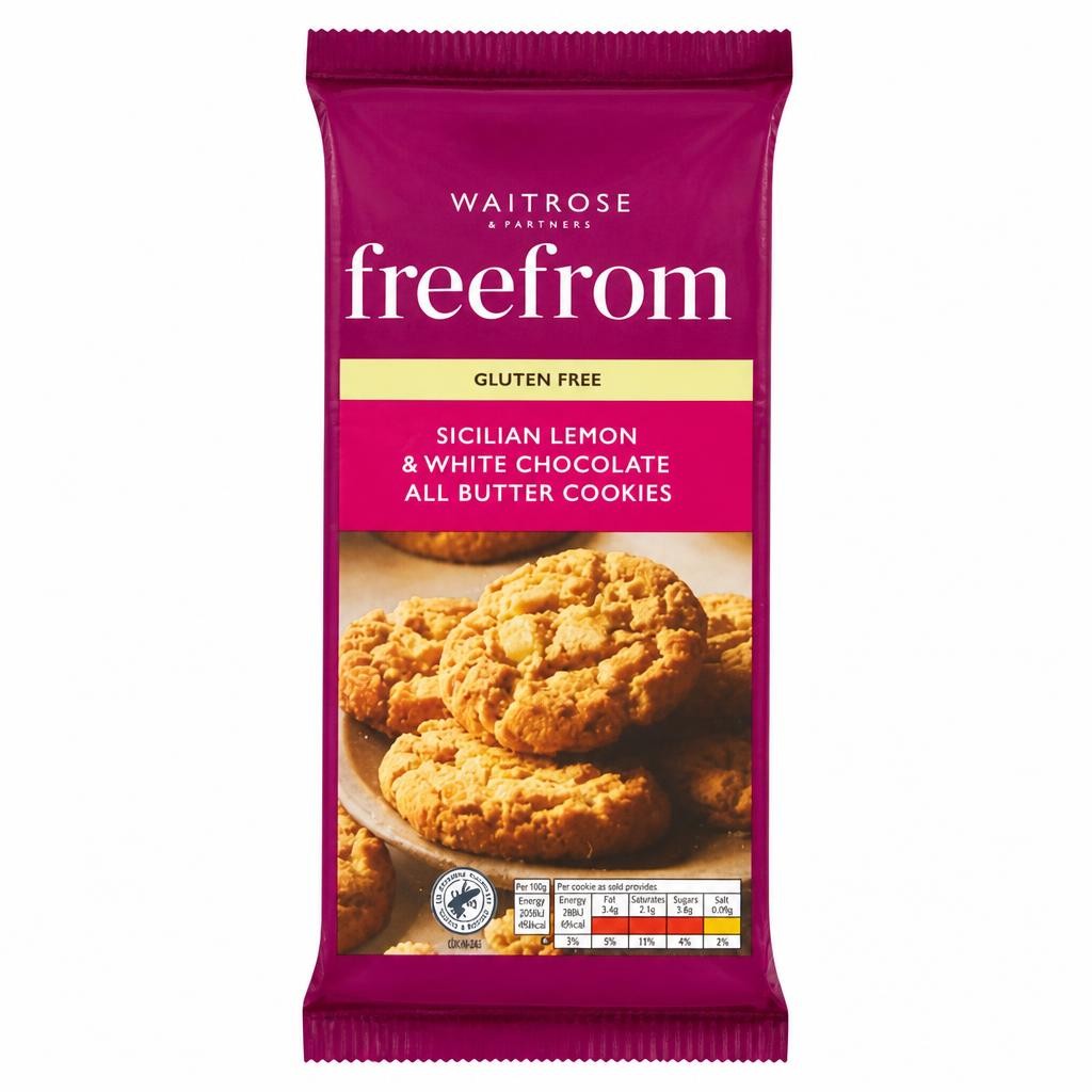 Waitrose Free From 8 Sicilian Lemon & White Chocolate All Butter Cookies