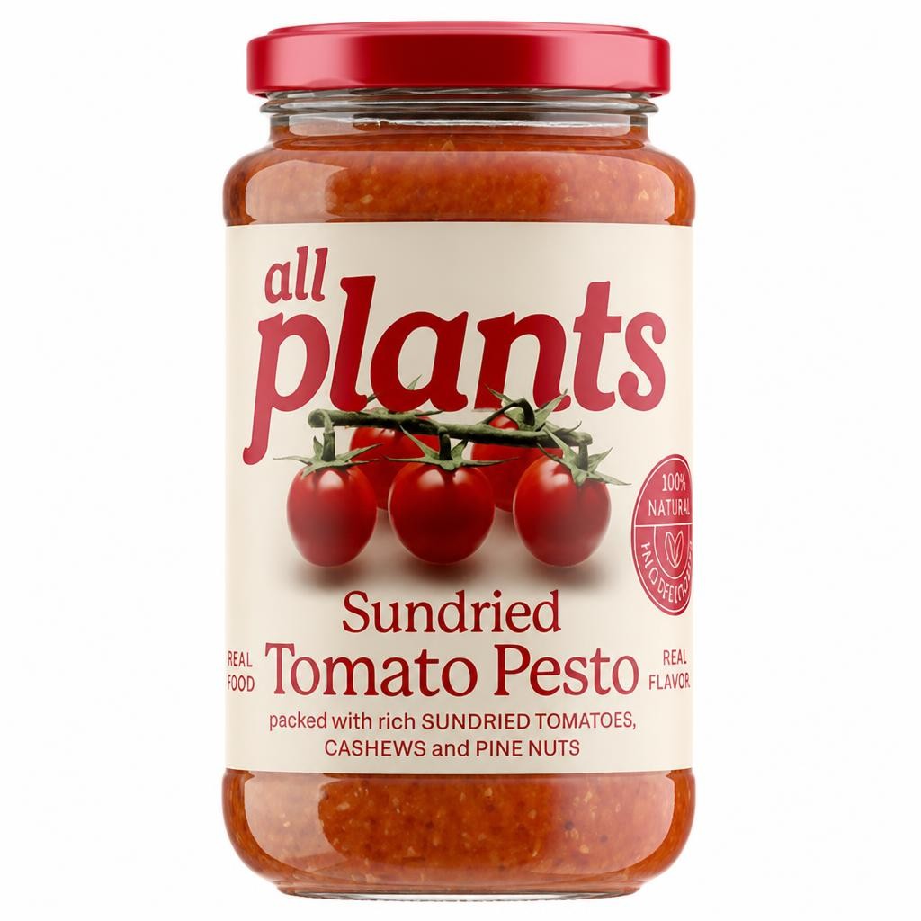 All Plants By Deliciously Ella Mediterranean Sundried Red Tomato Vegan Pesto
