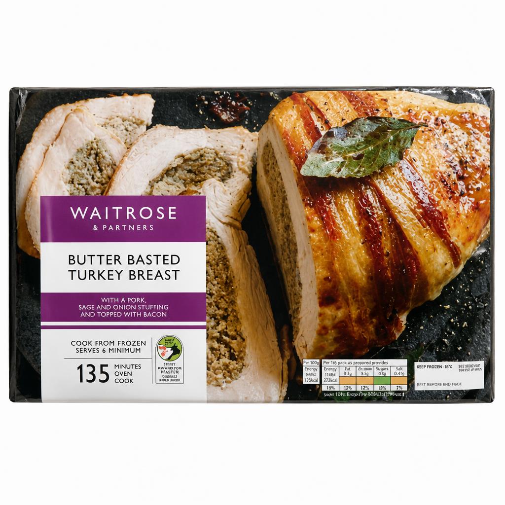 Waitrose Frozen Basted Turkey Breast Pork Sage Stuffing