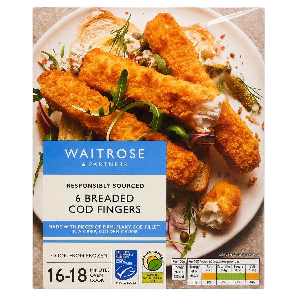 Waitrose 6 Frozen Breaded Cod Fingers
