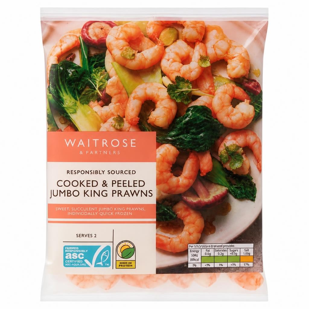 Waitrose ASC Cooked Jumbo King Prawns