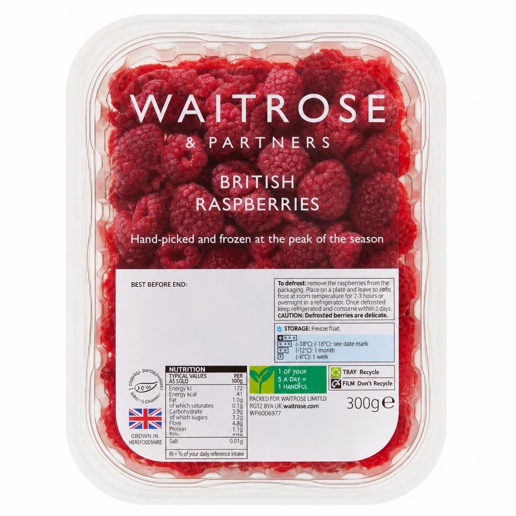 Waitrose Frozen British Raspberries