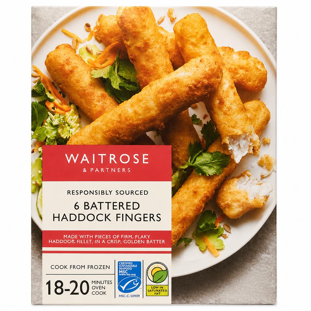 Waitrose Frozen 6 Battered Haddock Fish Fingers