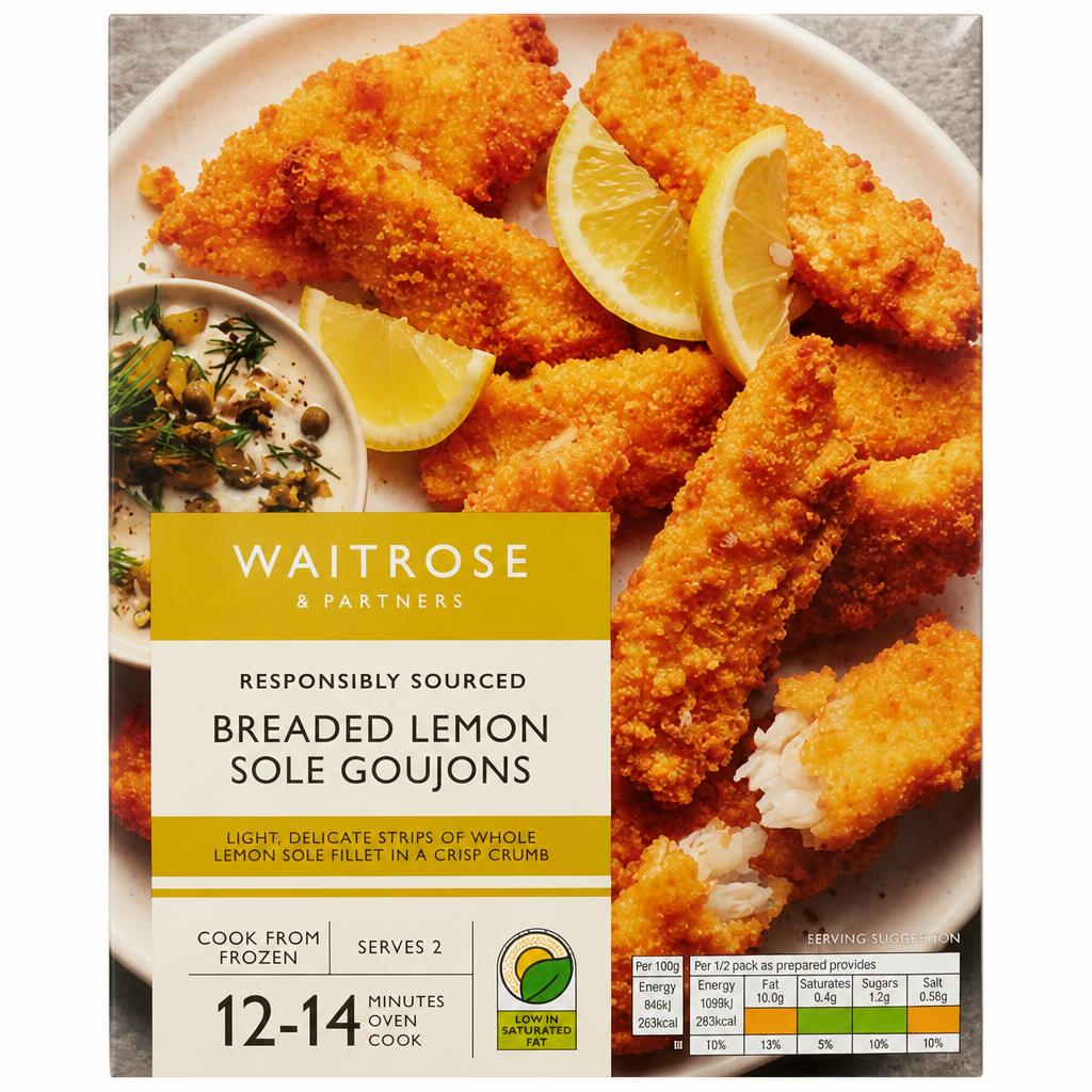 Waitrose Frozen Breaded Atlantic Lemon Sole Goujons