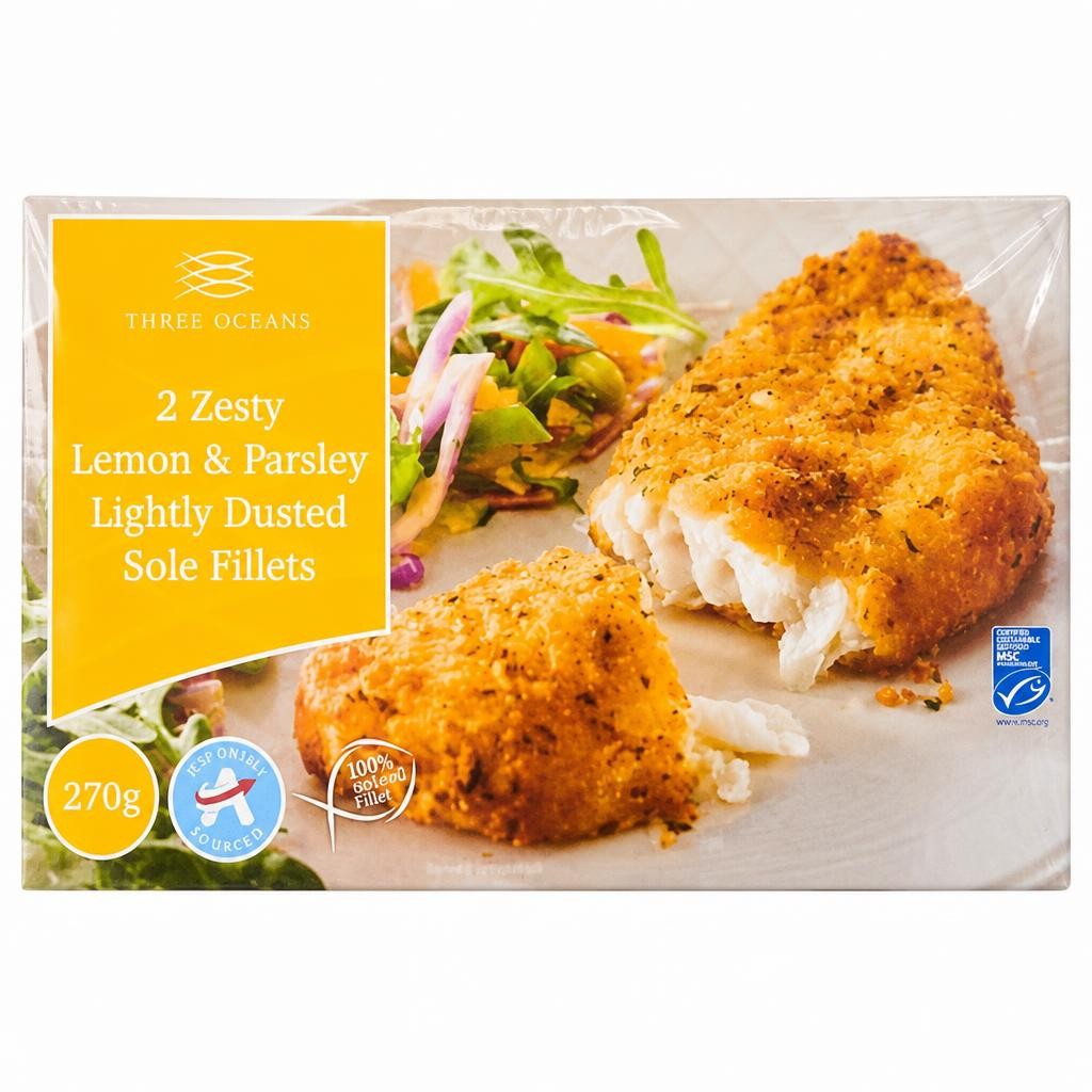 Three Oceans 2 Zesty Lemon & Parsley Dusted Sole Fillets