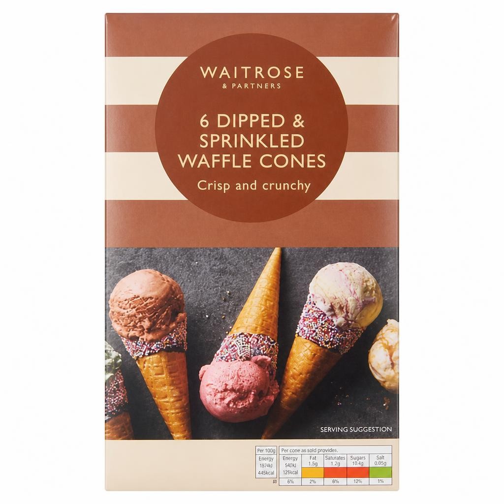 Waitrose 6 Dipped and Sprinkled Waffle Cones