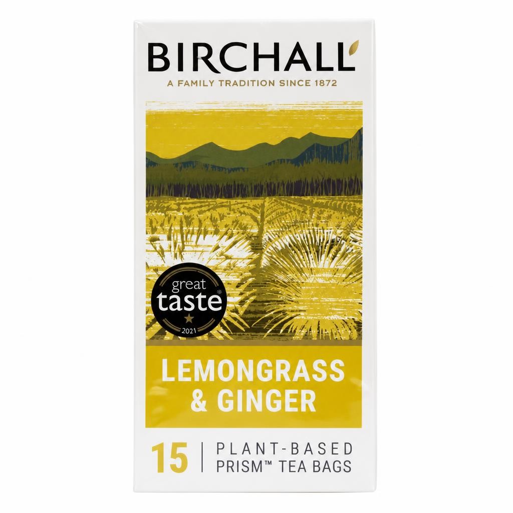 Birchall Lemongrass & Ginger Plant-Based Prism Tea Bags