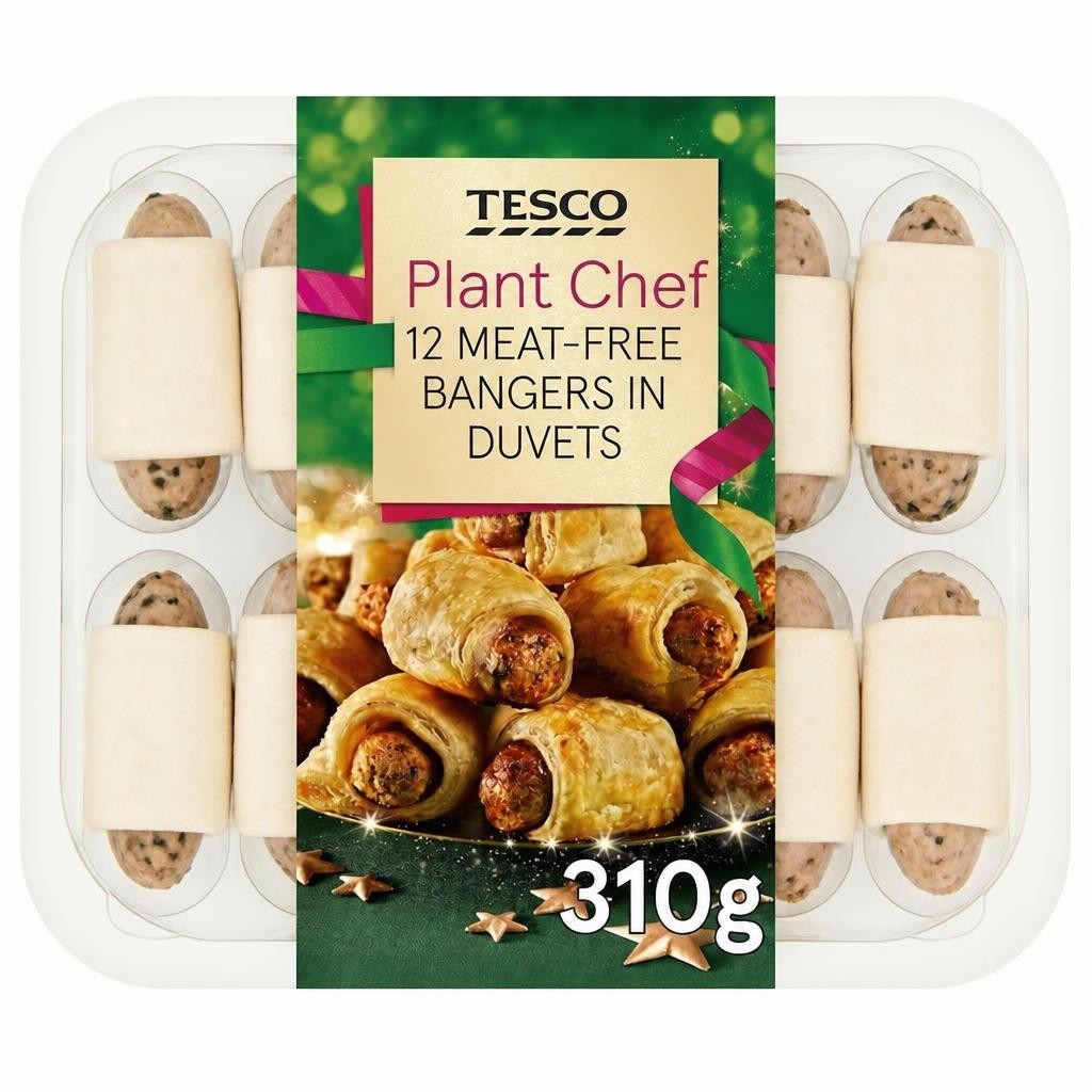Tesco Plant Chef 12 Meat Free Bangers in Duvets 310g