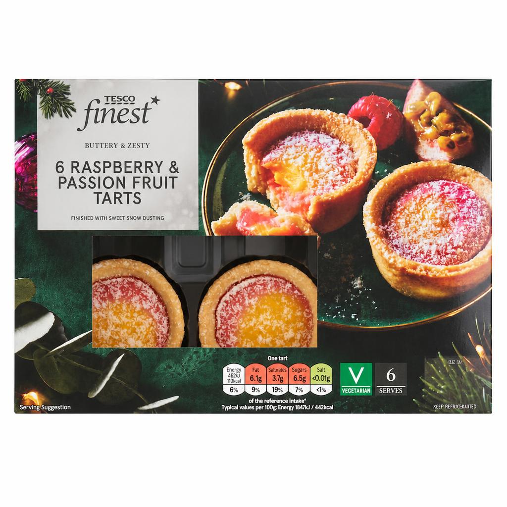 Tesco Finest 6pk Passionfruit Raspberry Mini Tarts 150g