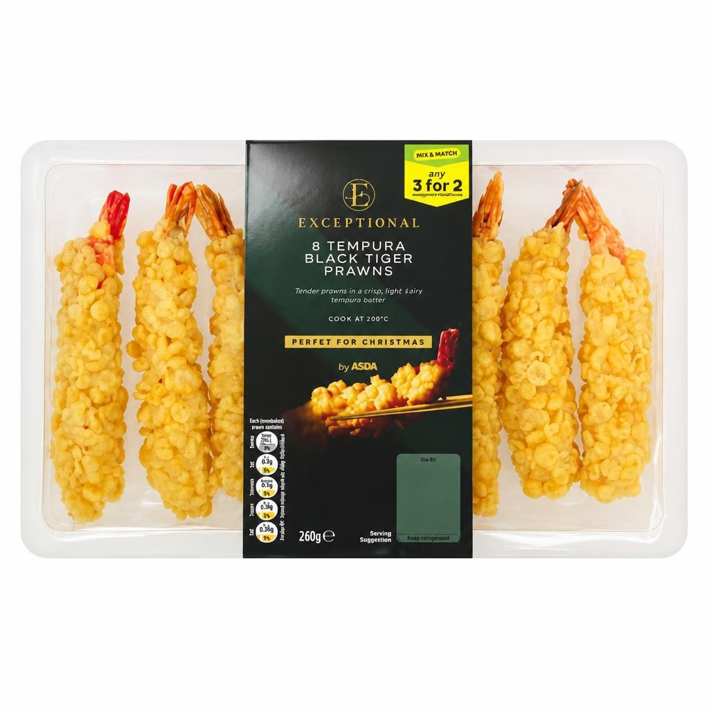 Exceptional by ASDA Exceptional by  8 Tempura Black Tiger Prawns 240g