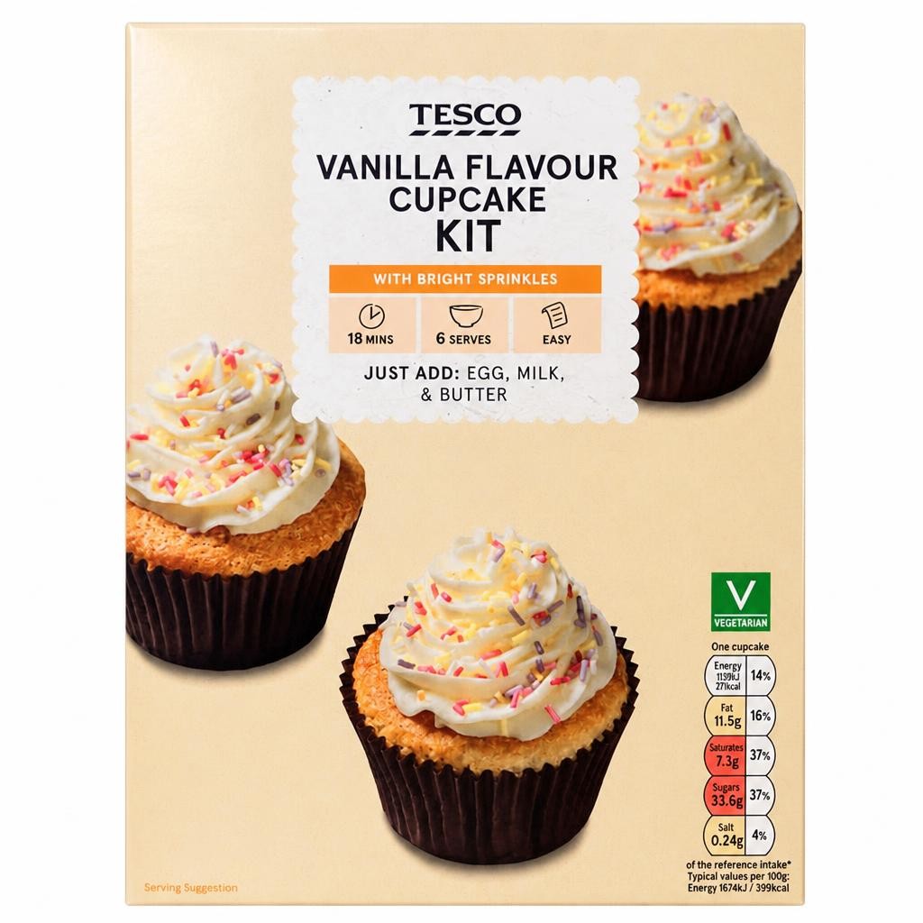 Tesco Vanilla Cupcake Mix 290G